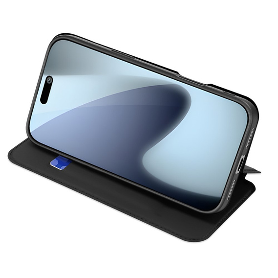 Puzdro Dux Ducis pre iPhone 17 Pro, Skin Pro, s chlopňou, s otvorom na kartu, čierne