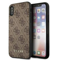 GUESS Obal na mobil pre iPhone XS Max, 4G Metal Gold Logo, hnedé