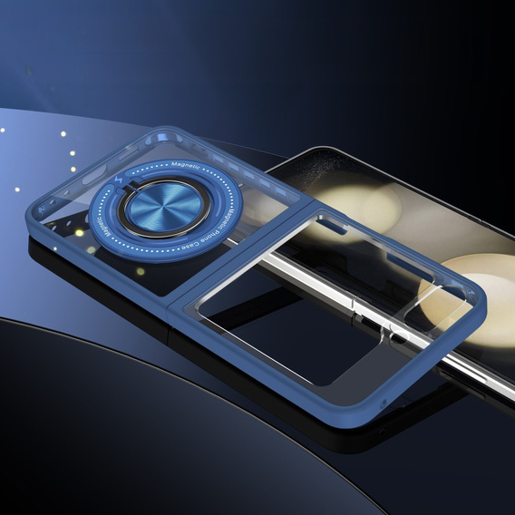 Puzdro pre Samsung Galaxy Z Flip7 FE / Z Flip6, Corners Dropproof, pre MagSafe, transparentné / tmavomodré