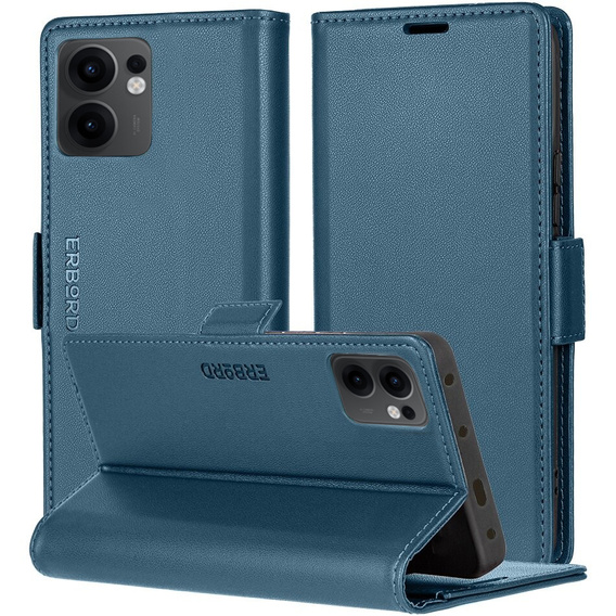Puzdro pre Oppo Reno 13F / Oppo Reno 13FS, ERBORD Glossy Litchi, flipová peňaženka, modré