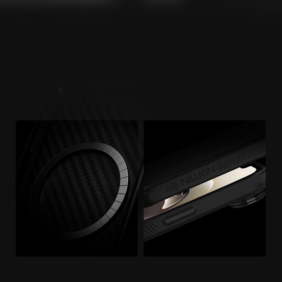 Puzdro pre iPhone 16e, pancierované Nillkin, Carboprof Case, pre Magsafe, čierne