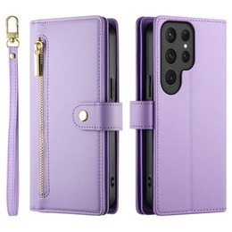 Klapkové puzdro pre Samsung Galaxy S25 Ultra, Wallet Zipper Pocket, fialové