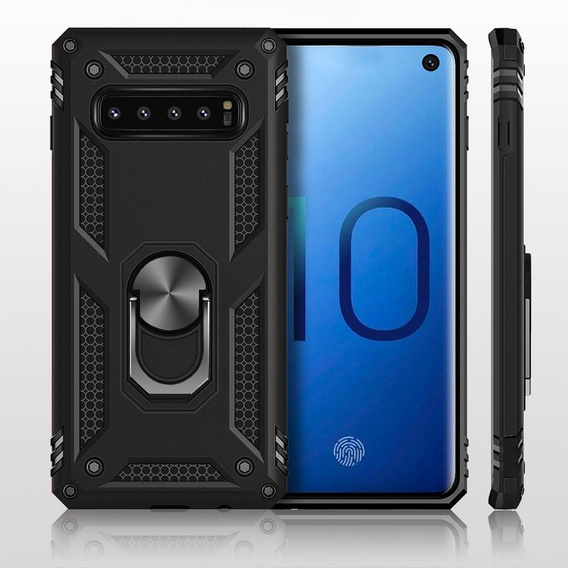 Pancierované obal na mobil pre Samsung Galaxy S10, Nox Case Ring, čierne