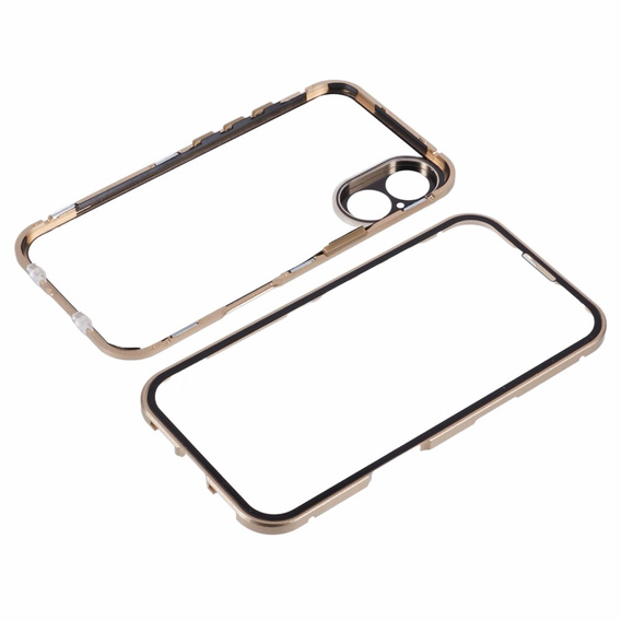 Puzdro pre iPhone 16, Magnetic Dual Glass, zlaté