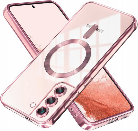 Puzdro pre Samsung Galaxy S22, Electro MagSafe, ružové rose gold + sklo na displej