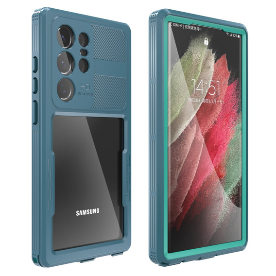 Vodotesné puzdro IP68 pre Samsung Galaxy S23 Ultra, zelený