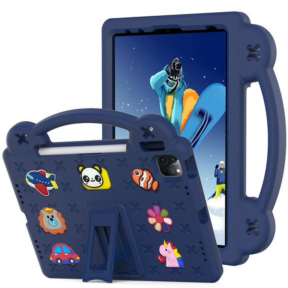 Detské puzdro pre iPad Air 10.9" 2022/2020 (5/4 gen.) / Pro 11" 2022/2021/2020 (4/3/2 gen.), Cute Patterns, so stojanom, tmavomodré