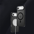 Matné puzdro pre iPhone Air, pancierované, pre MagSafe, dymové s čiernymi stranami