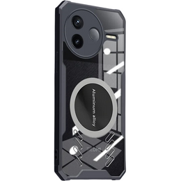 Puzdro pre Xiaomi Redmi Note 14 Pro/Pro+ 5G, s magnetickým štítkom, transparentné / čierne