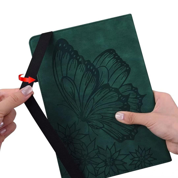 Obal na mobil pre Lenovo Tab M9, Wallet Pen Slot, butterflies, hnedé
