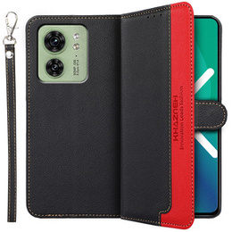 Klapkové puzdro pre Motorola Edge 40 5G, KHAZNEH RFID, čierne / červené