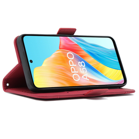 Klapkové puzdro pre Oppo A58 4G, Card Slot, červené