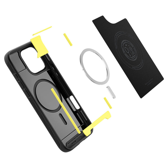 Puzdro Spigen pre iPhone 16 Pro Max, Rugged Armor MagSafe, čierne + tvrdené sklo 9H