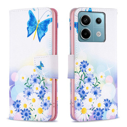 Klapkové puzdro pre Xiaomi Redmi Note 13 Pro 5G, Wallet, Butterfly & Flowers biele