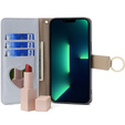 Flipové puzdro pre iPhone 15 Pro Max, Wallet Zipper Pocket, so zrkadlom, modré