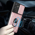 Obrnené puzdro pre Samsung Galaxy A54 5G, Camera Slide Card Slot, ružové rose gold