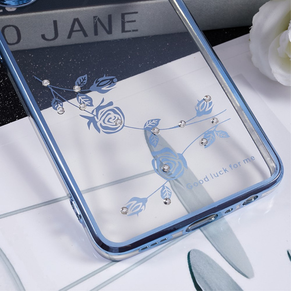 Puzdro pre Oppo Reno8 T 4G, Glitter Flower, modré