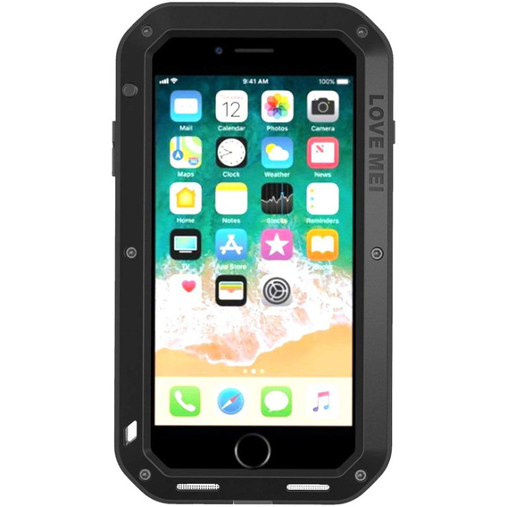 Love Mei Obal na mobil pre iPhone 8 Plus / 7 Plus, armored with glass, čierne
