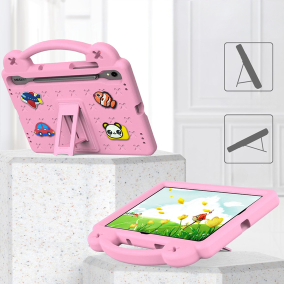 Detské puzdro pre Samsung Galaxy Tab S10 Lite / S10 FE / S9 FE, Cute Patterns, so stojanom, ružové