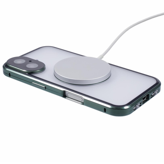 Magnetické puzdro Dual Glass MagSafe pre iPhone 16, zelený