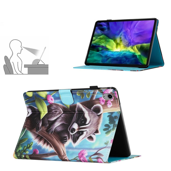 Puzdro pre iPad 10.9" 2022 (10 gen.), s chlopňou, raccoon