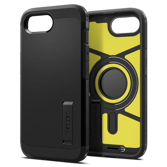 Puzdro Spigen pre iPhone 16E, Tough Armor Mag MagSafe, čierne + tvrdené sklo 9H