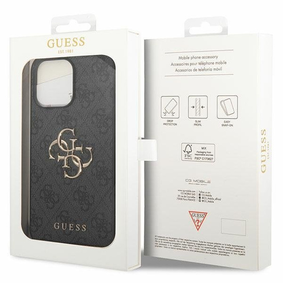 GUESS Obal na mobil pre iPhone 15 Pro Max, 4G Big Metal Logo, sivé