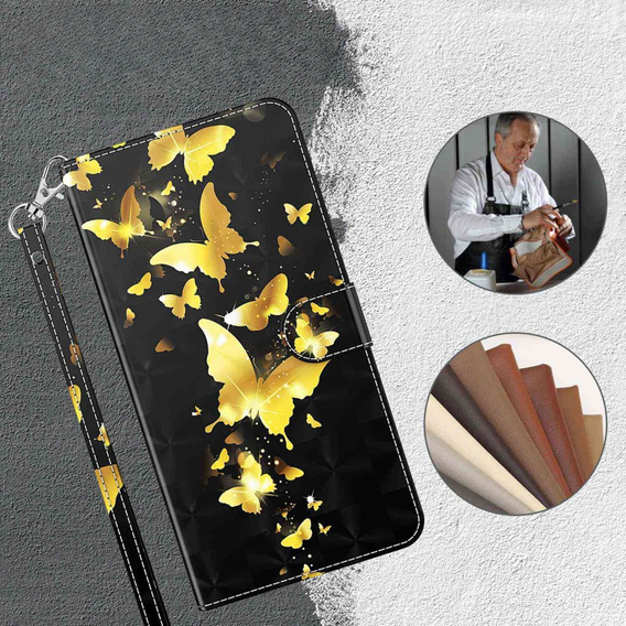 Klapkové puzdro pre Oppo A17, Wallet, Butterflies zlaté
