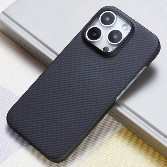 Puzdro pre iPhone 16 Pro, Aramid Fiber Cover, čierne