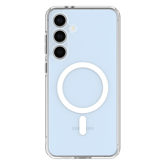 Puzdro MagSafe Spigen pre Samsung Galaxy S24 FE, Ultra Hybrid, transparentné / biele + tvrdené sklo 9H
