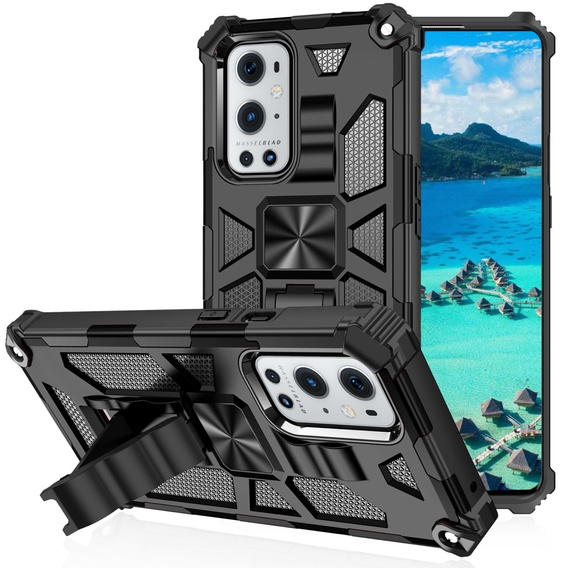 Obal na mobil pre OnePlus 9 Pro, Armor Kickstand, čierne