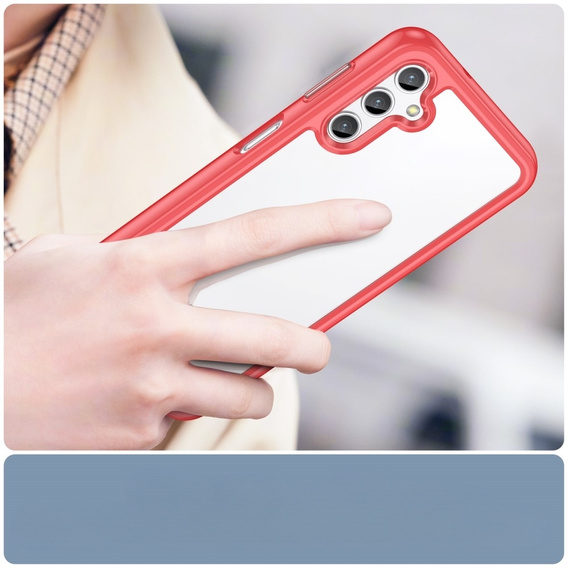 Obal na mobil pre Samsung Galaxy A14 4G/5G, Fusion Hybrid, transparentné / červené