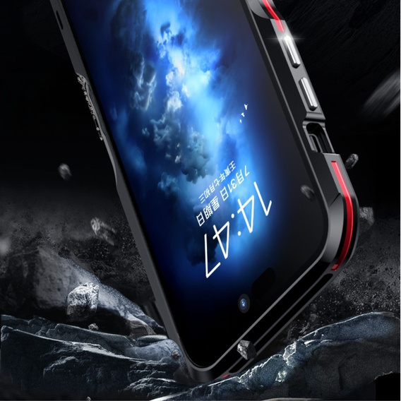 Puzdro LUPHIE pre iPhone 15 Pro, Armor Bumper, čierna / červená