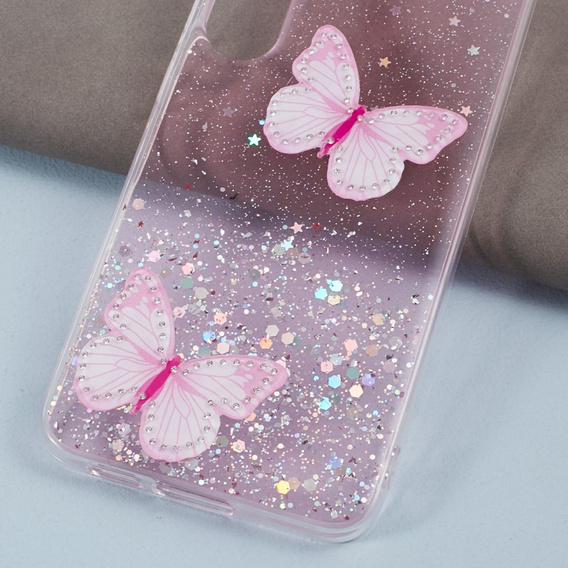 Puzdro pre Samsung Galaxy S24, Glitter Butterfly, ružové