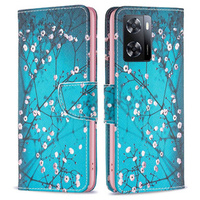 Klapkové puzdro pre OPPO A57 / A57s, Wallet, Sakura, modré