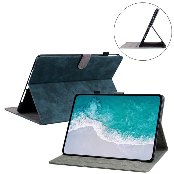 Obal na mobil pre Samsung Galaxy Tab S9, Wallet Pen Slot, zelený