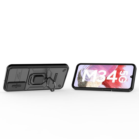 Puzdro pre Samsung Galaxy M34, KickStand Camera Lens, čierne