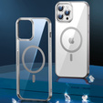 Obal na mobil pre iPhone 14 Pro Max, ERBORD Hybrid MagSafe Case, strieborné