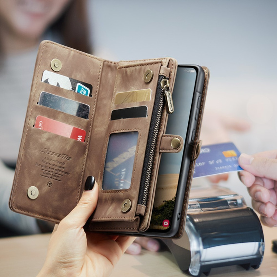 CASEME puzdro pre Samsung Galaxy A56 5G, Retro Leather Wallet, s remienkom, hnedé