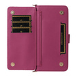 Puzdro s chlopňou pre Realme 14 Pro+ 5G, Crossbody Leather Wallet, tmavoružová