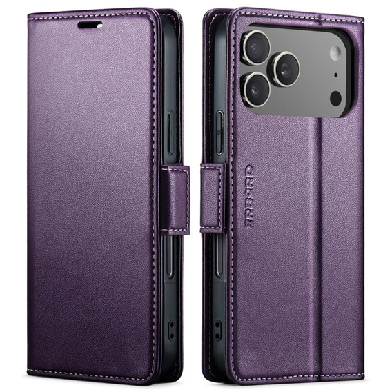 ERBORD Lesklé peňaženkové puzdro Litchi s chlopňou pre iPhone 17 Pro Max