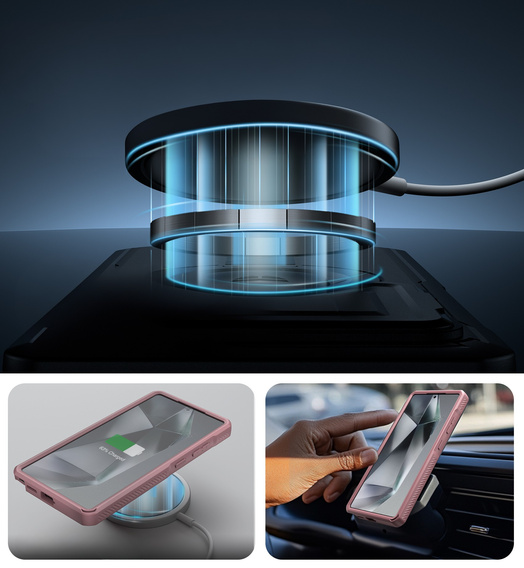 Obrnené puzdro pre Samsung Galaxy S25 Ultra, Dexnor CamProtect MagSafe, ružové (dva rámčeky)