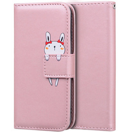 Klapkové puzdro pre Motorola Moto G22, Wallet Bunny, ružové