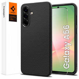 Puzdro Spigen pre Samsung Galaxy A56 5G, Liquid Air, čierne + tvrdené sklo 9H