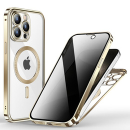 Puzdro pre iPhone 15 Pro, Privacy Dual Glass, pre MagSafe, zlaté