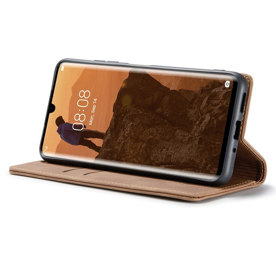 CASEME puzdro pre Huawei P30 Pro, Leather Wallet Case, hnedé