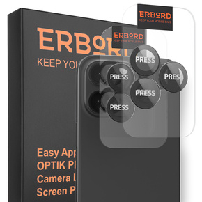 2x ERBORD OPTIK Pro tvrdené sklo pre fotoaparát iPhone 15 Pro / 15 Pro Max, čierne