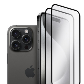2x tvrdené sklo pre iPhone 15 Pro Max, ERBORD 3D pre celý displej