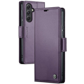 CASEME flipové puzdro pre Samsung Galaxy A54 5G, Litchi Wallet, fialové