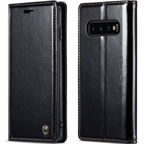 CASEME flipové puzdro pre Samsung Galaxy S10, Waxy Textured, čierne